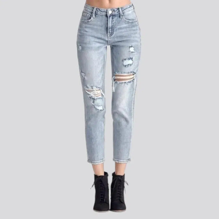 Distressed street jeans
 for ladies