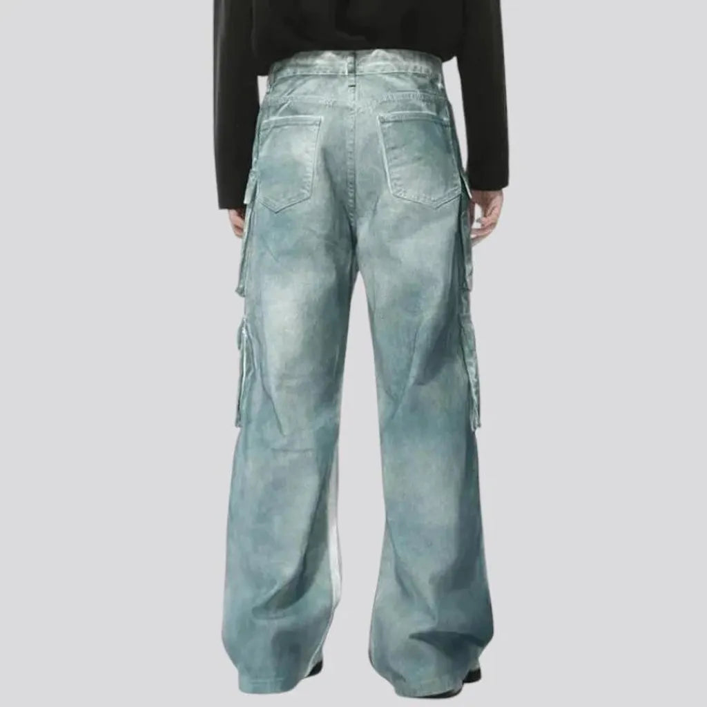 Mid-rise baggy boho men's denim pants