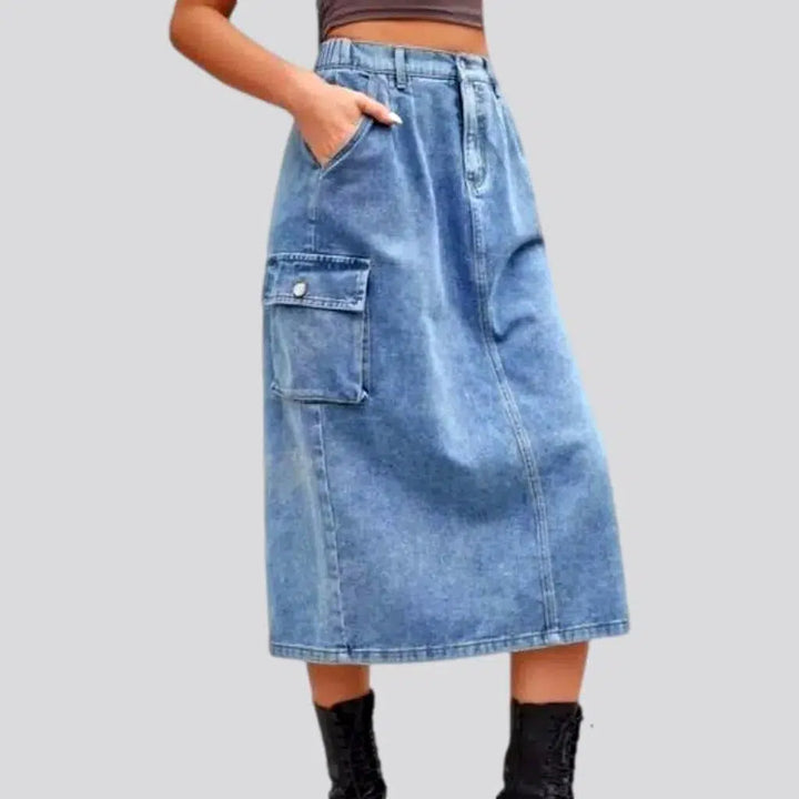 Long back-slit jean skirt
 for ladies