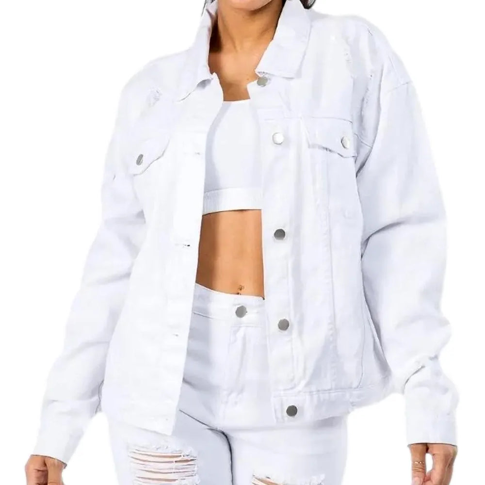 Express Yourself with Women's Denim Jacket - White