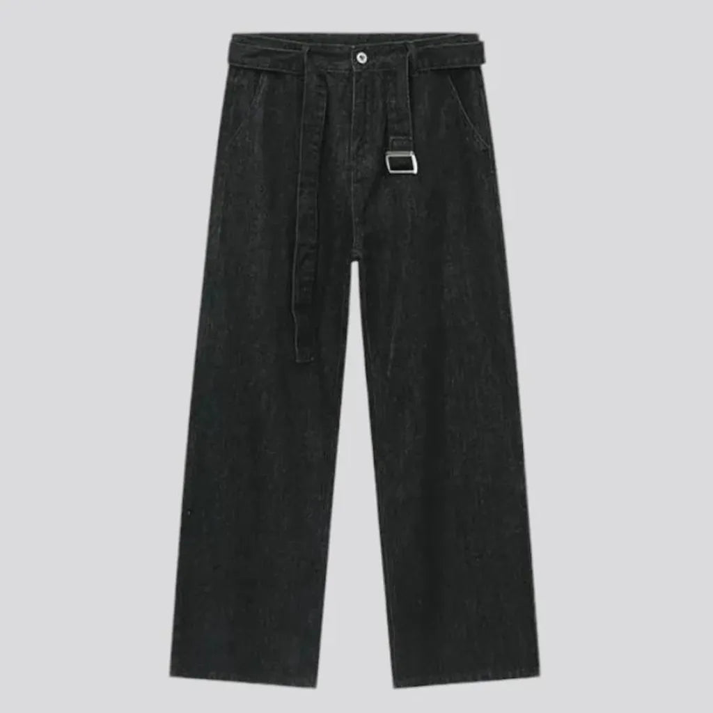 Monochrome mid rise baggy men's jeans