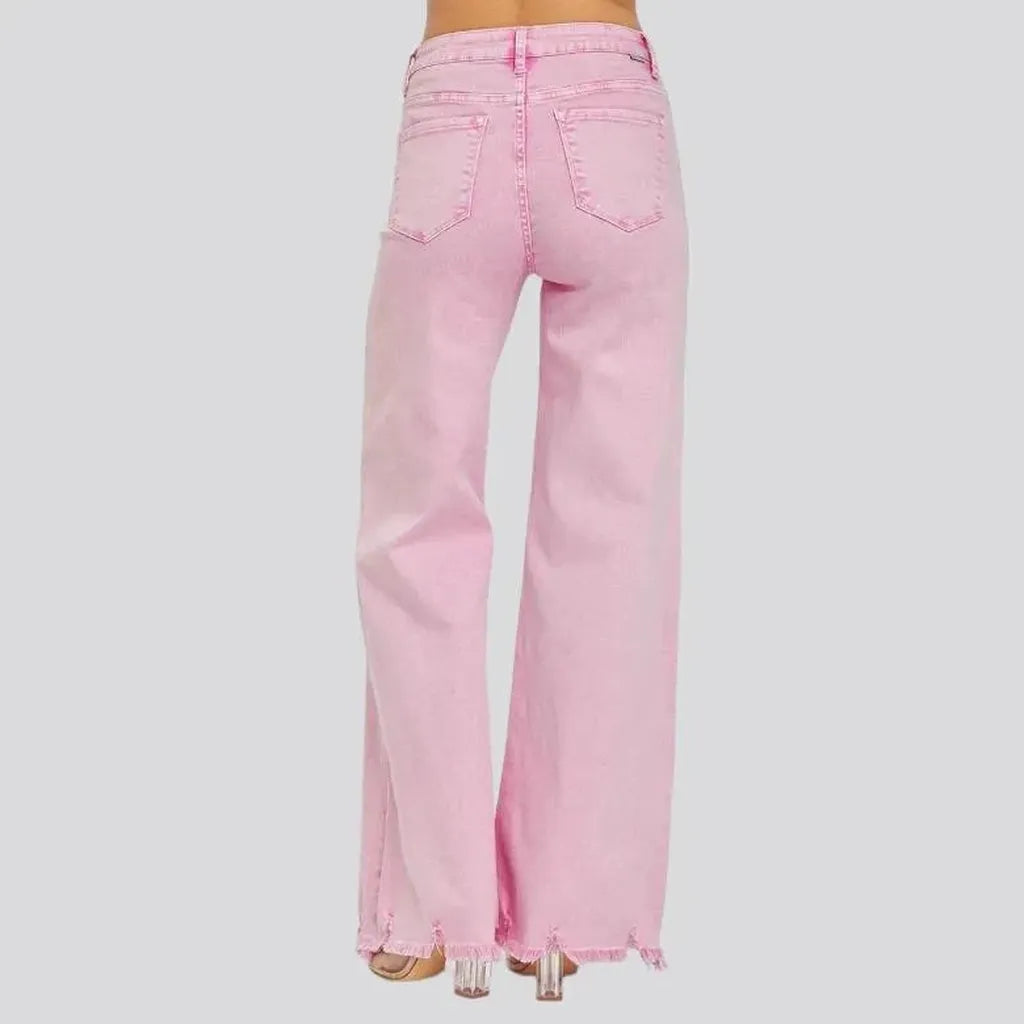 High-waist frayed-hem jeans
 for women