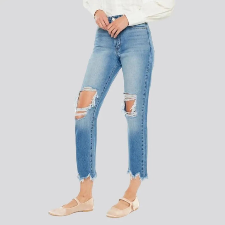 Cropped-bottoms women's light-wash jeans