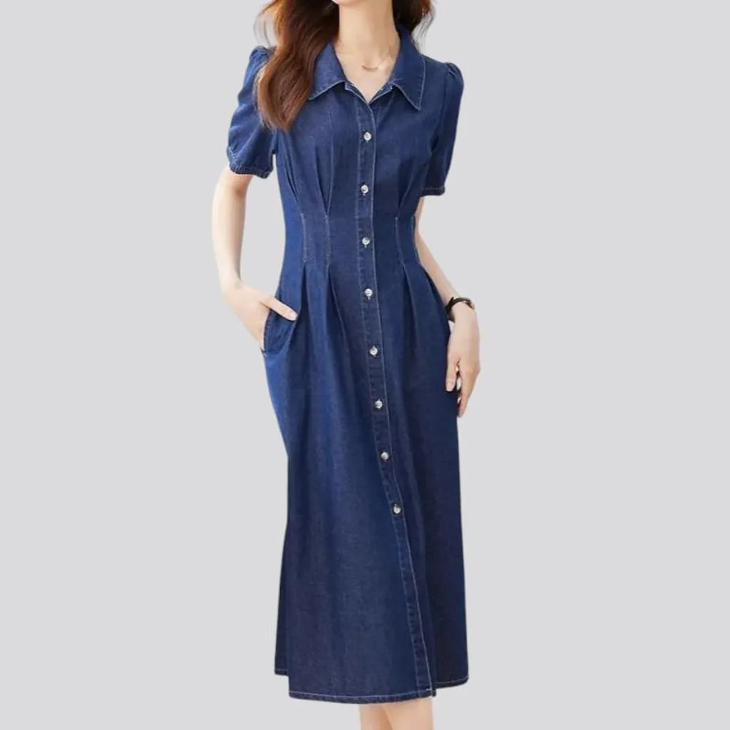 Long fit-and-flare jeans dress
 for women