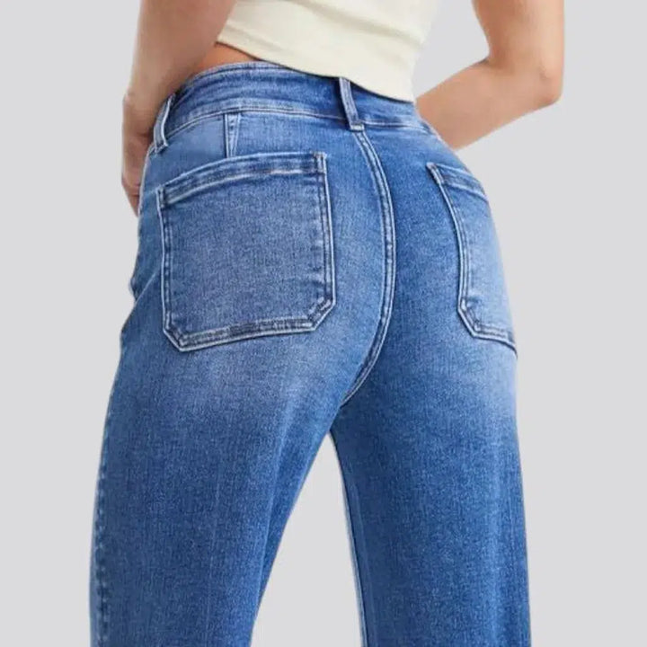 Raw-hem medium wash jeans
 for women