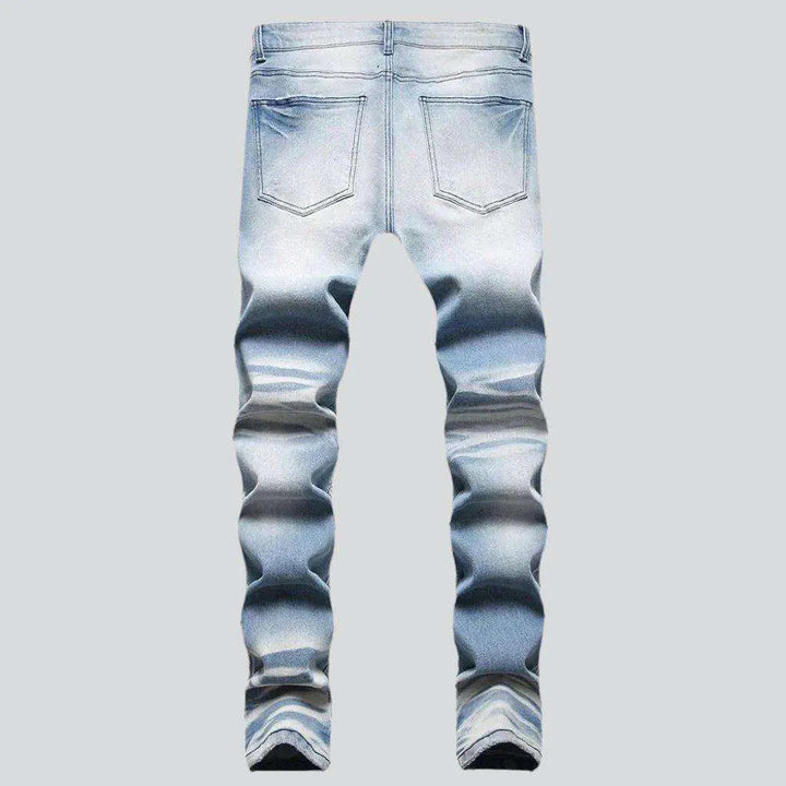 Ripped knees ornament men's jeans