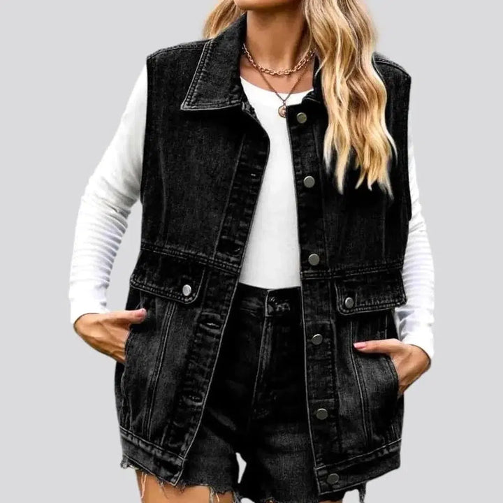 Stonewashed fashion denim vest
 for ladies | Jeans4you.shop