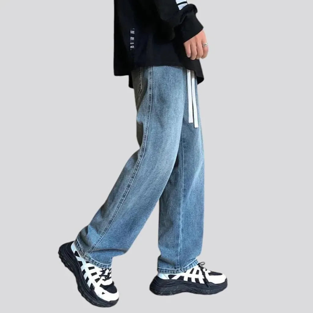 Stylish mid waist men's denim joggers