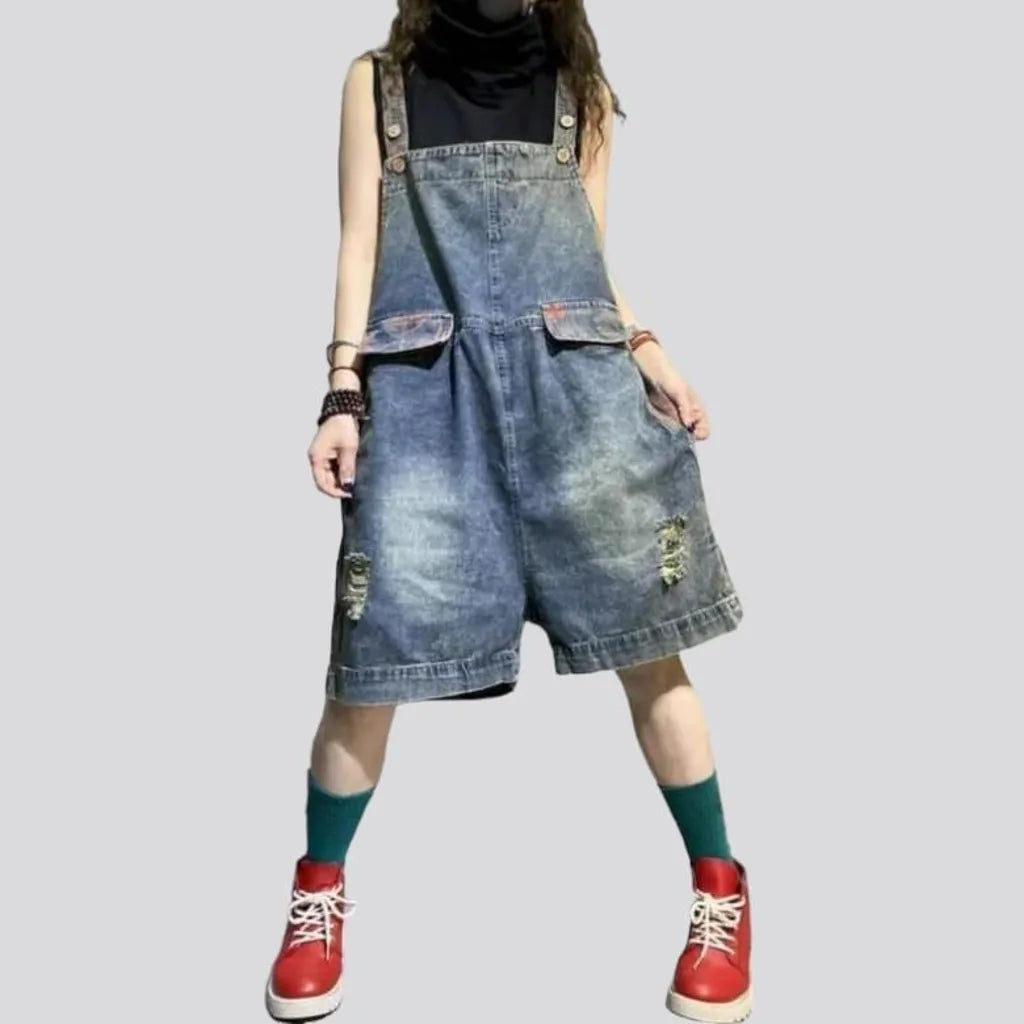 baggy, vintage, distressed, suspenders, women's romper | Jeans4you.shop