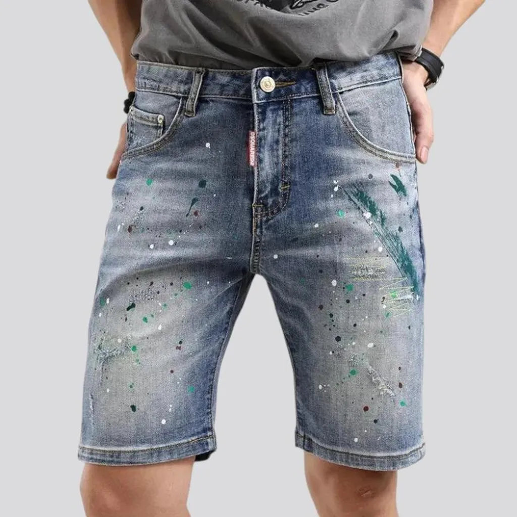 Sanded stylish y2k men's denim shorts