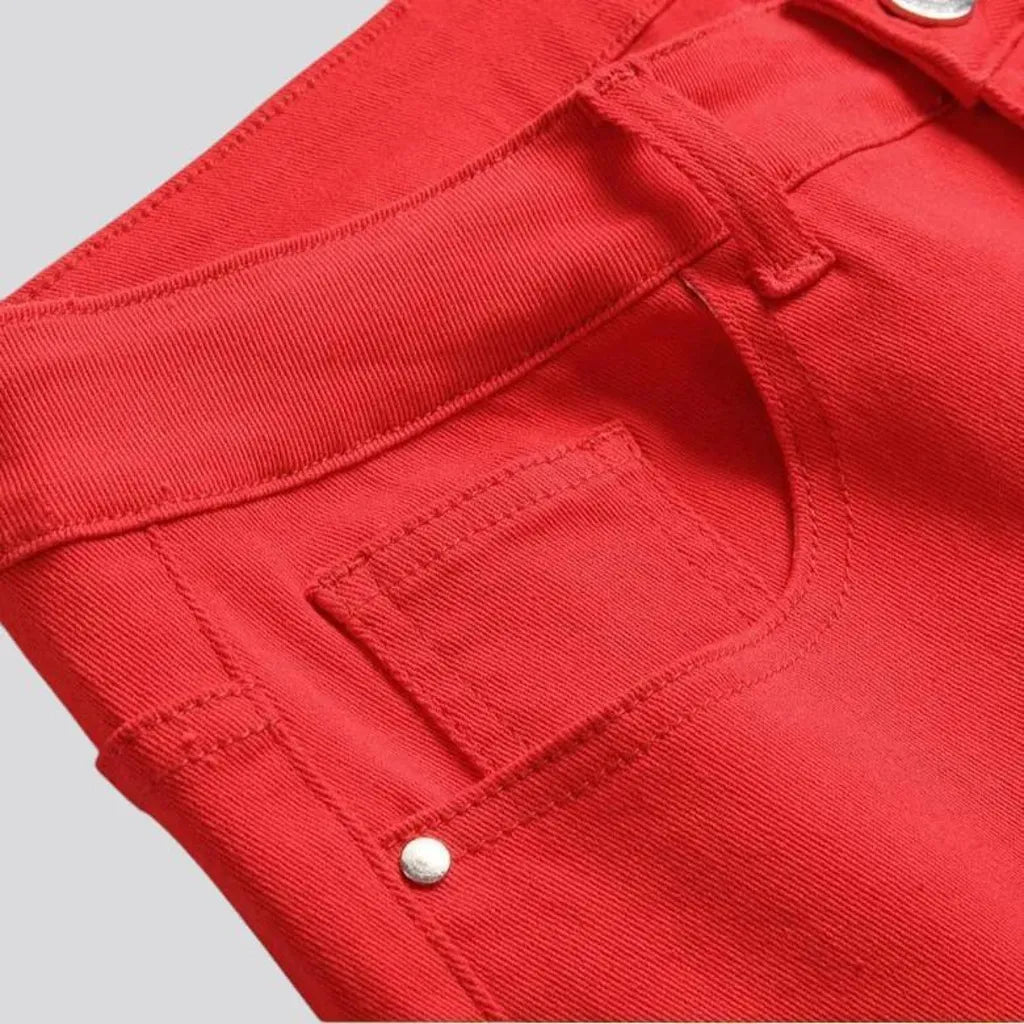 Vibrant red smooth men's jeans