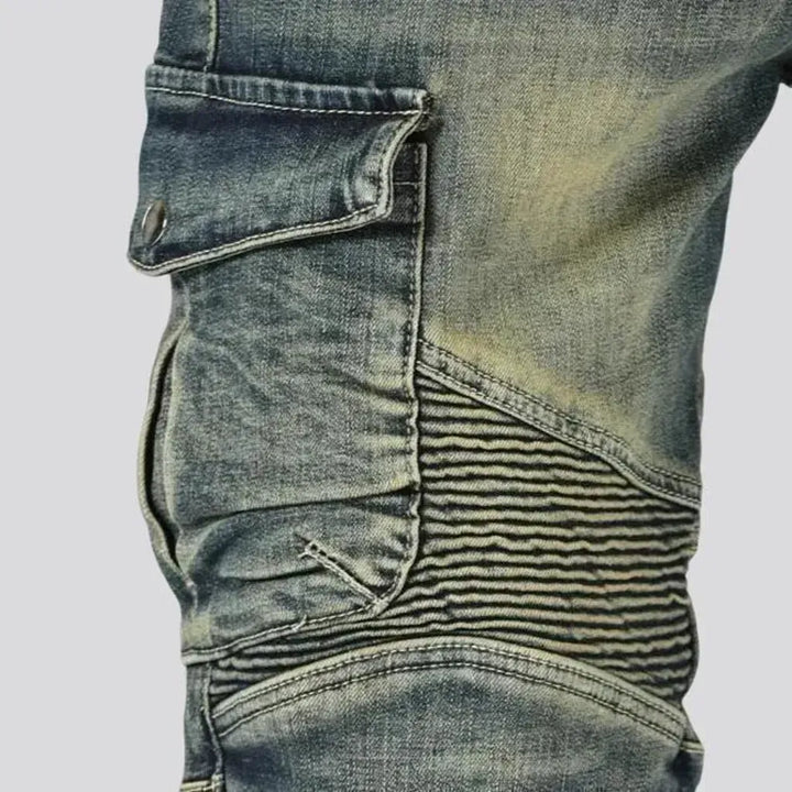 Biker style moto jeans for men