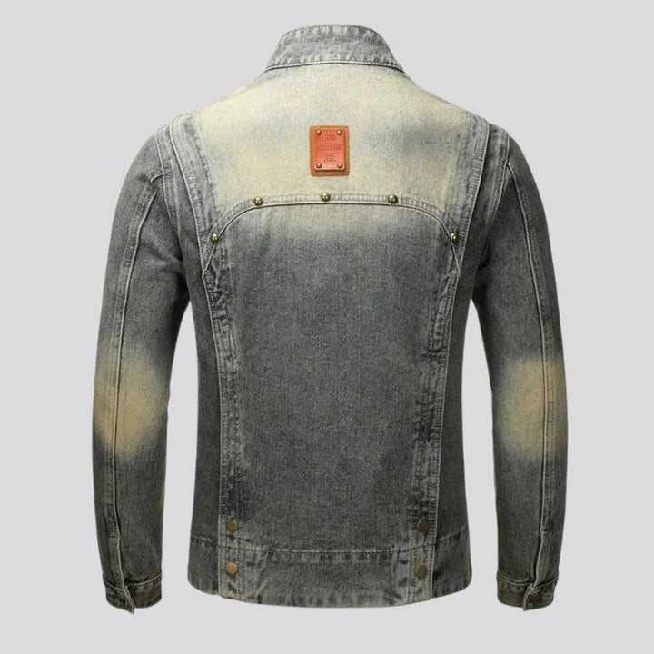 High collar men's denim jacket