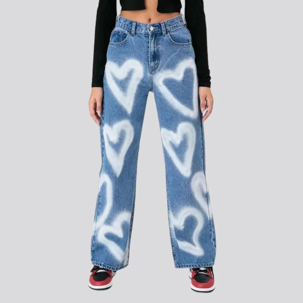 Women's graffiti-heart-print jeans | Jeans4you.shop