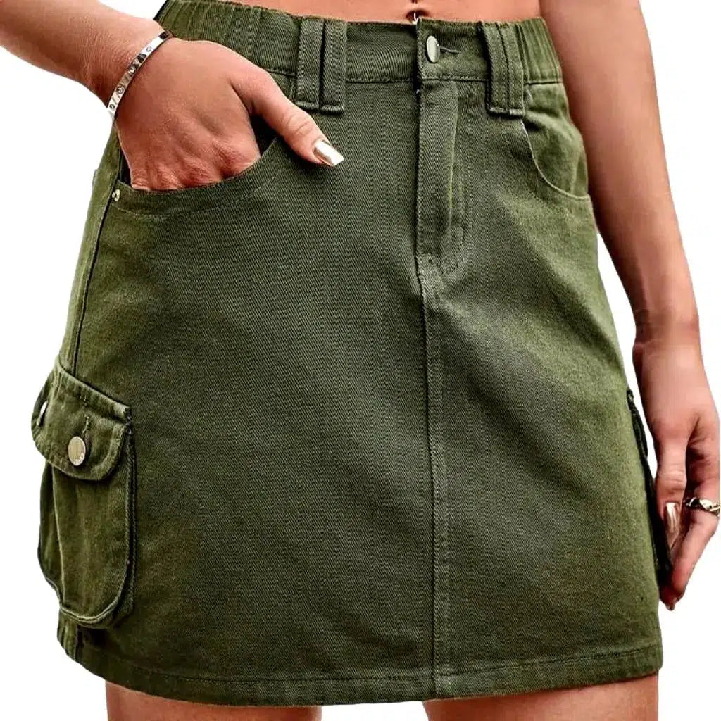 Mini color denim skirt
 for ladies