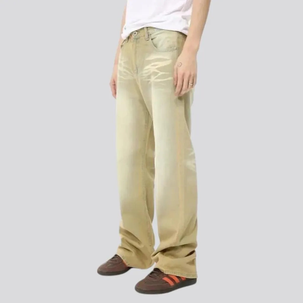 Boho light beige men's jeans