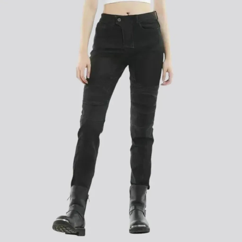 High-waist sanded moto jeans
 for ladies