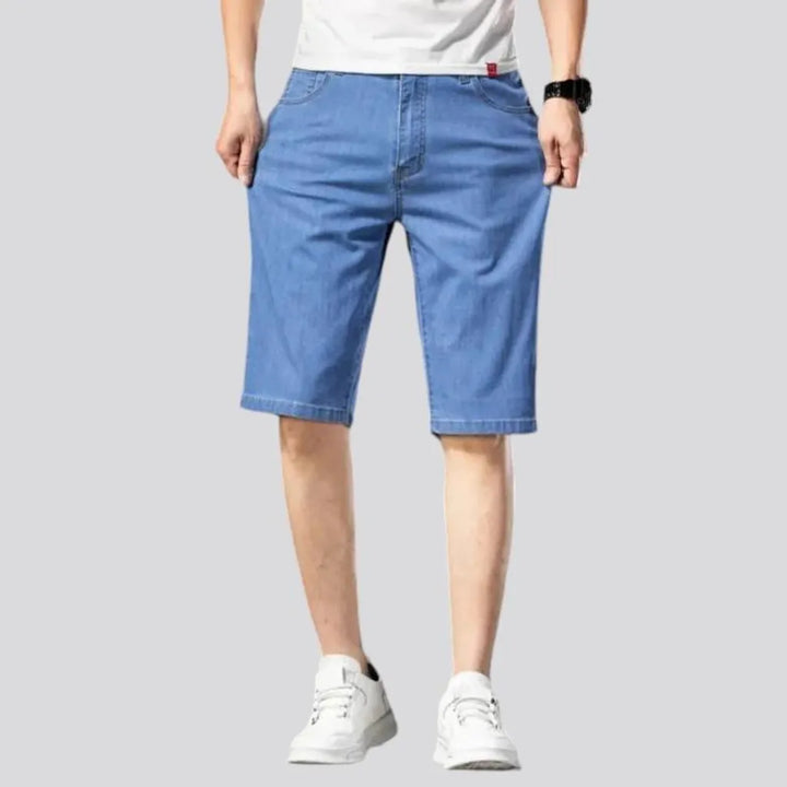 straight, sanded, ultra-thin, whiskered, stonewashed, knee-length, high-waist, 5-pockets, zipper-button, men's shorts | Jeans4you.shop