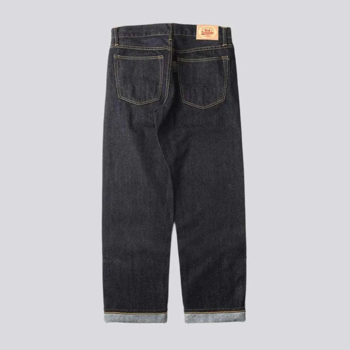 Sanforised raw men's selvedge jeans