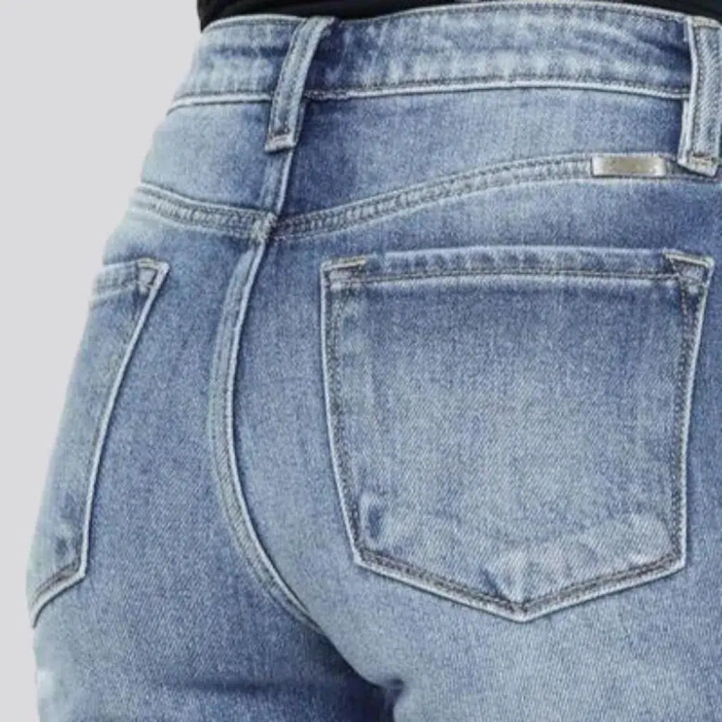 Mid-waist rolled-hem jeans
 for ladies