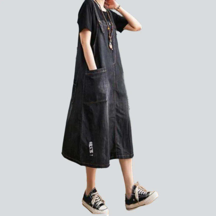 Vintage black urban denim dress