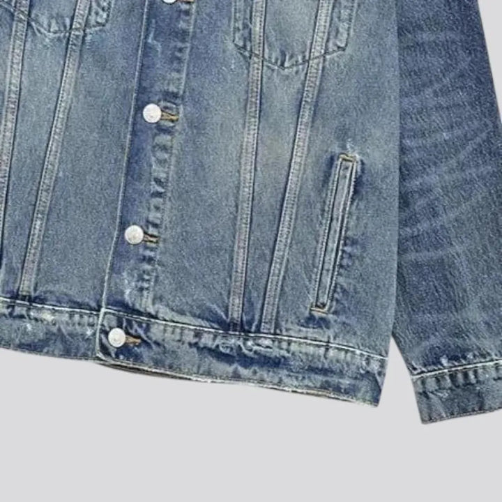 Casual creased fit women's denim jacket