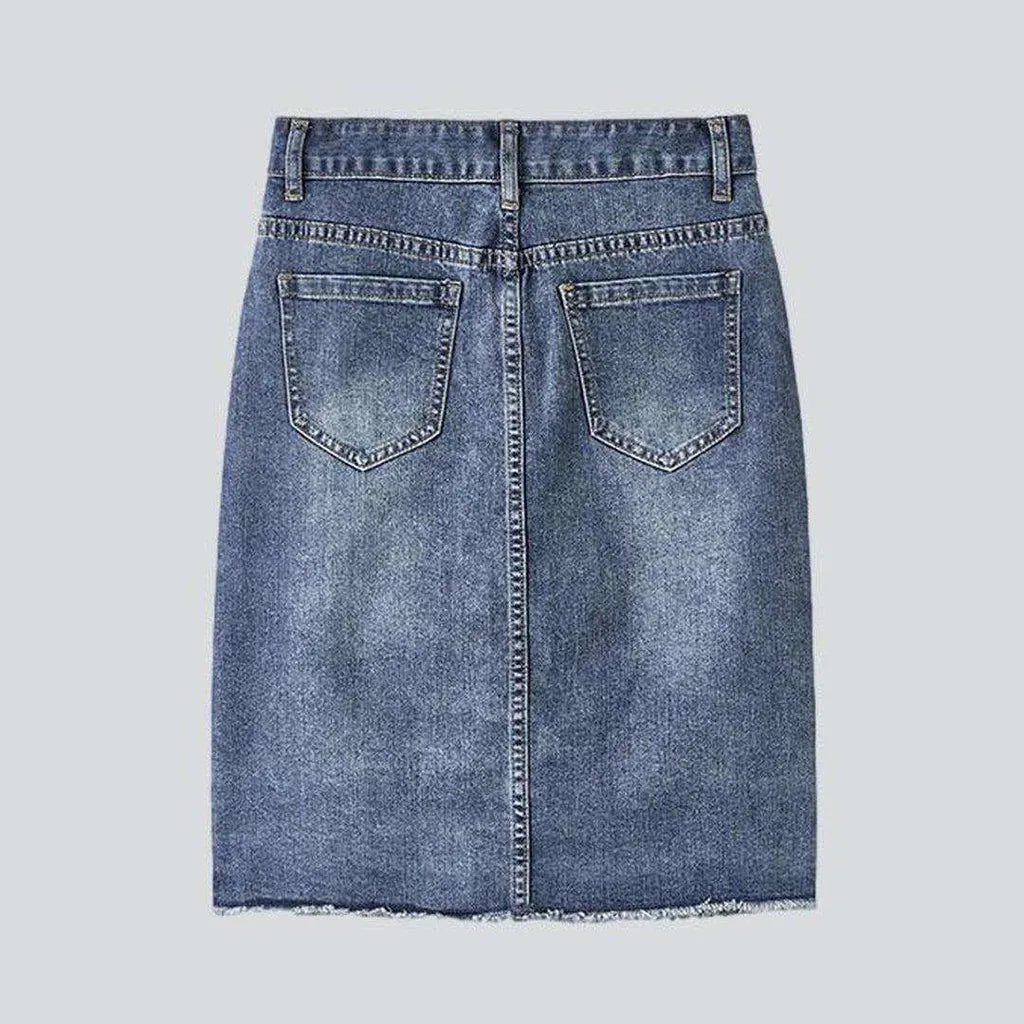 Button-down vintage denim skirt