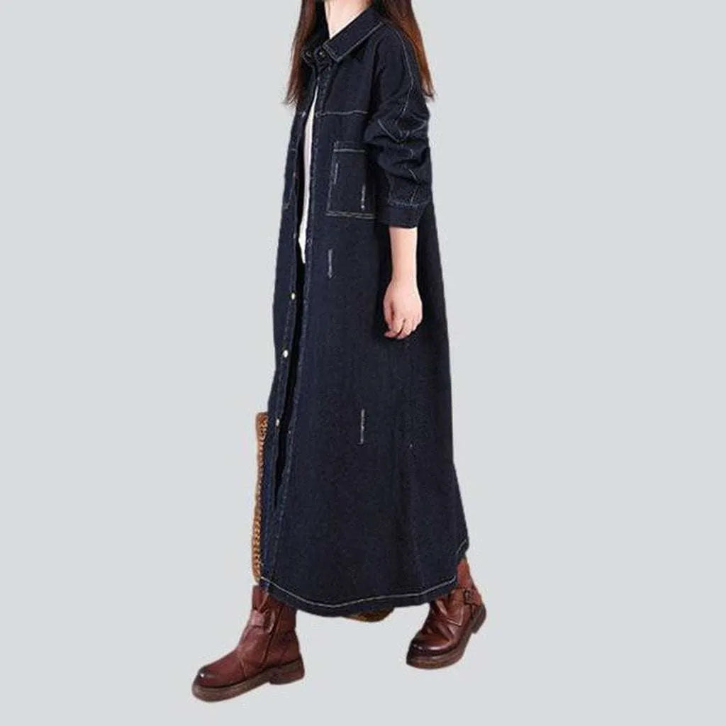 Slightly torn women's denim coat