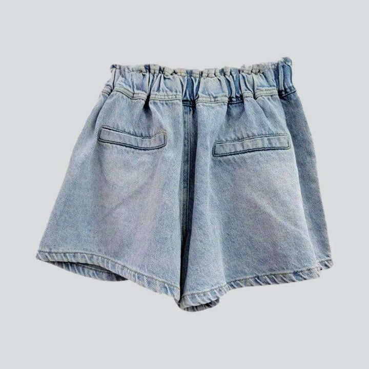 Rhinestone pocket women's denim shorts