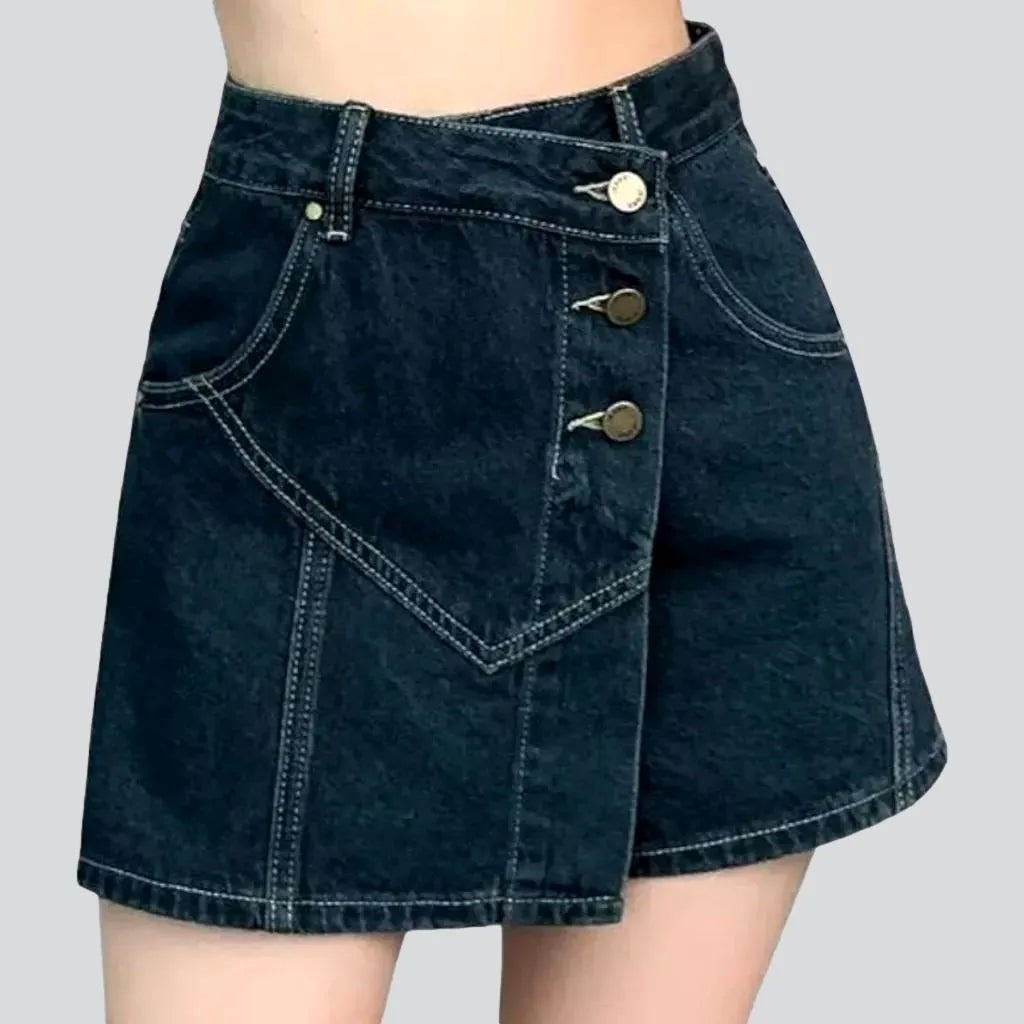 Classic dark-wash jeans skort
 for ladies