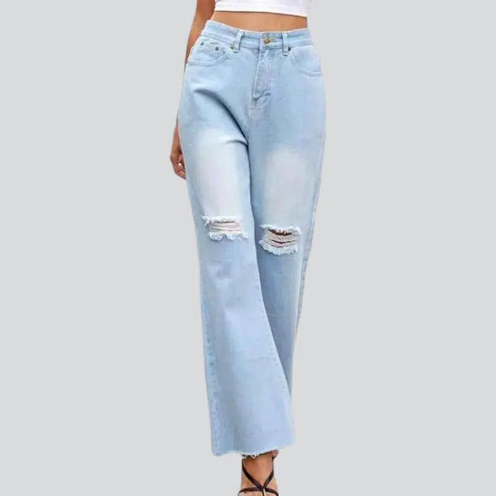 Raw-hem women's flared jeans