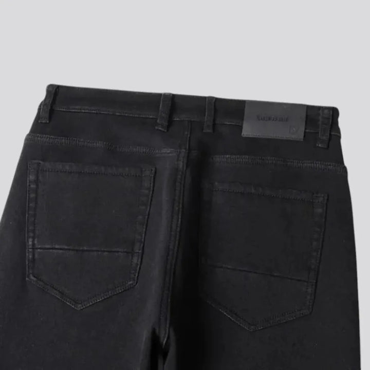 Casual rolled cuffs monochrome men's jeans