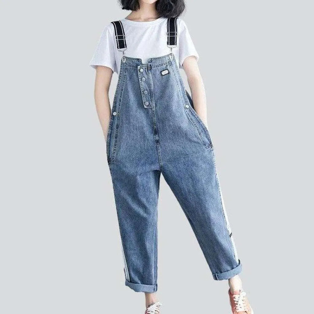 Women's denim overall with bands
