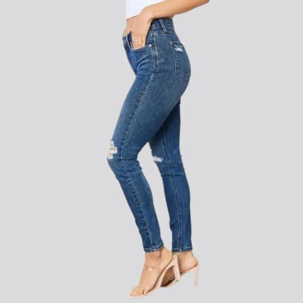 Plus-size whiskered jeans
 for women