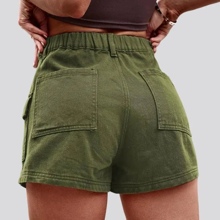 Color women's denim shorts