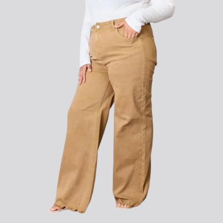 Wide-leg high-waist denim pants
 for women