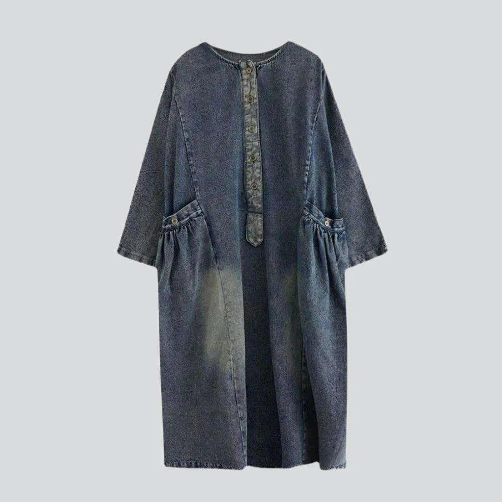 Vintage sanded women's denim dress