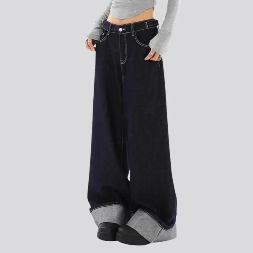 90s style baggy-leg high-waist women's jeans