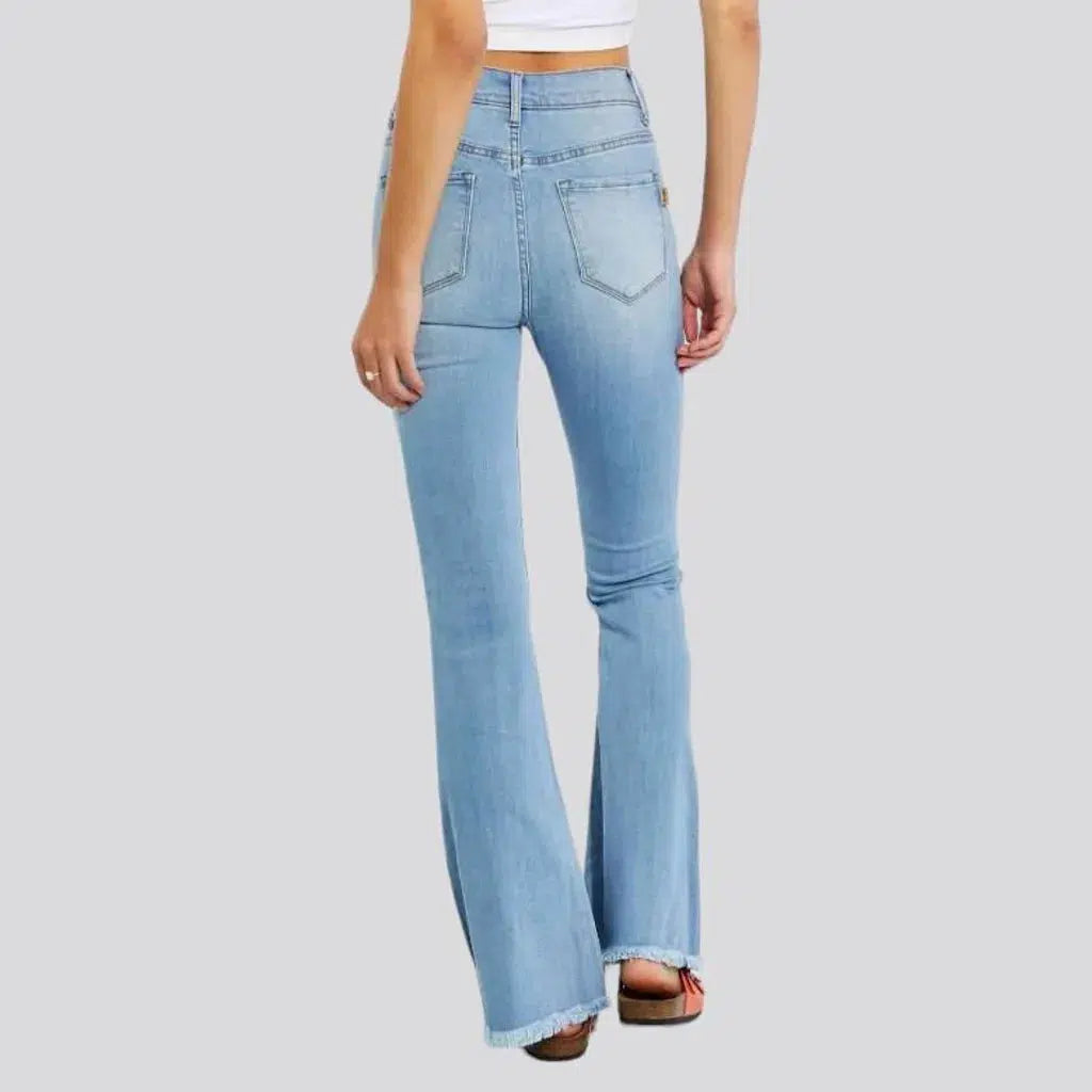Raw-hem whiskered jeans
 for ladies