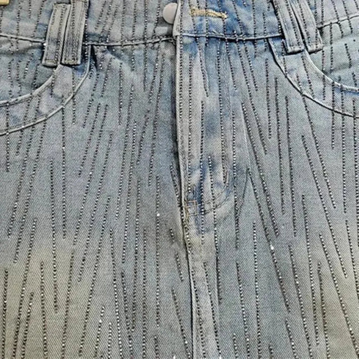 Embellished vintage jean skort