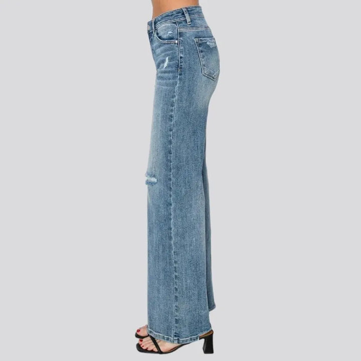 Wide-leg women's mid-waist jeans