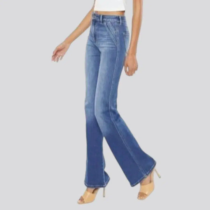 Sanded ultra-high-waist jeans
 for ladies