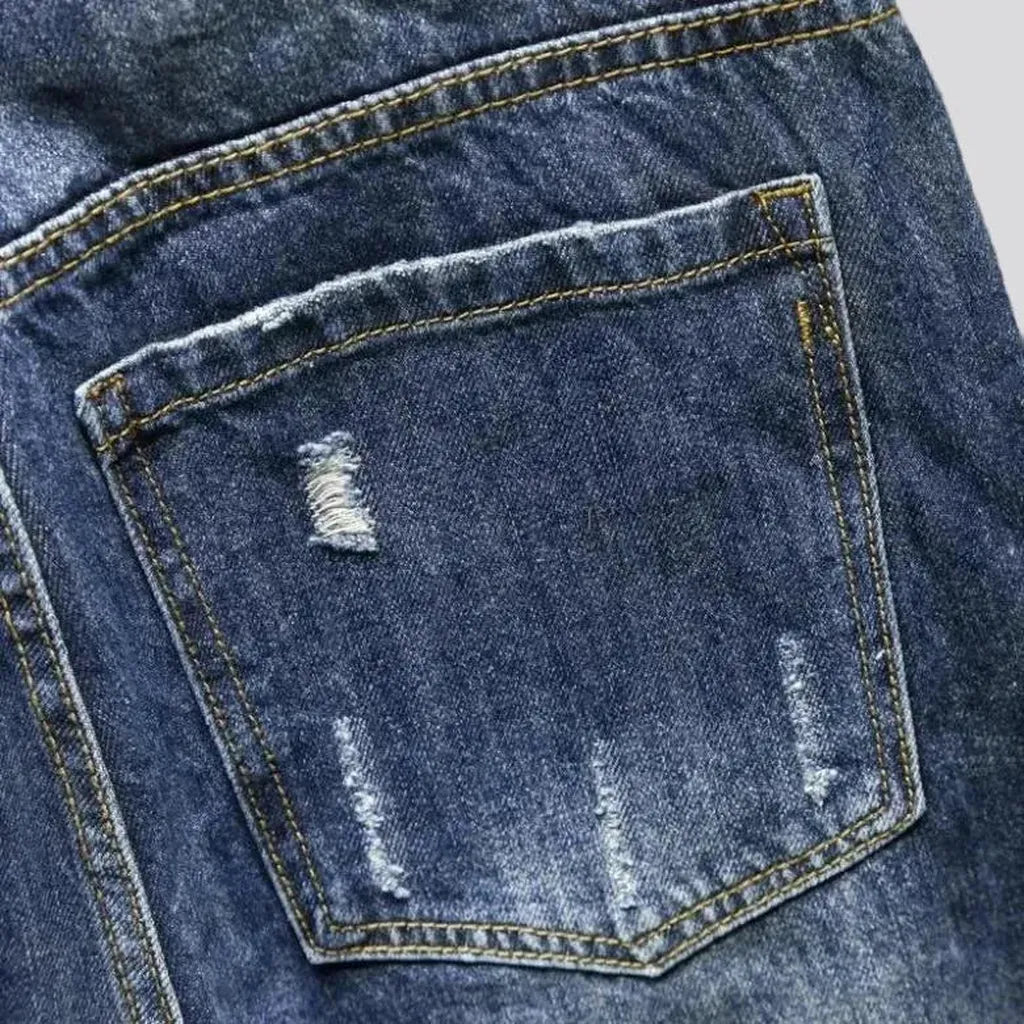 Medium-wash men's loose jeans
