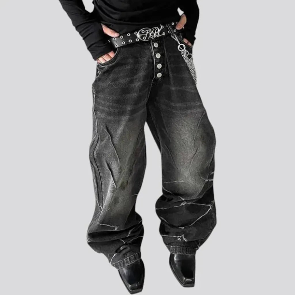 Vintage sanded baggy men's jeans