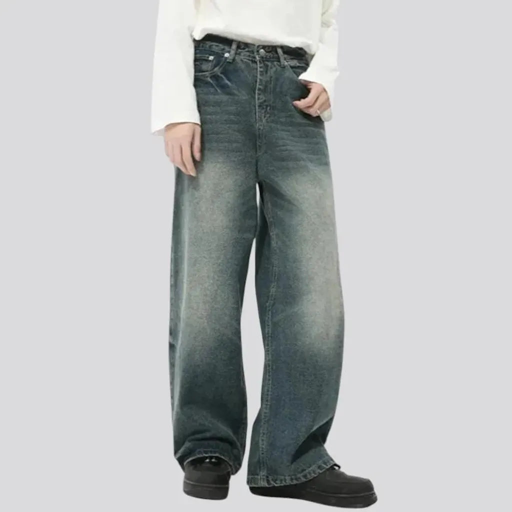 Sanded light washed out men's jeans