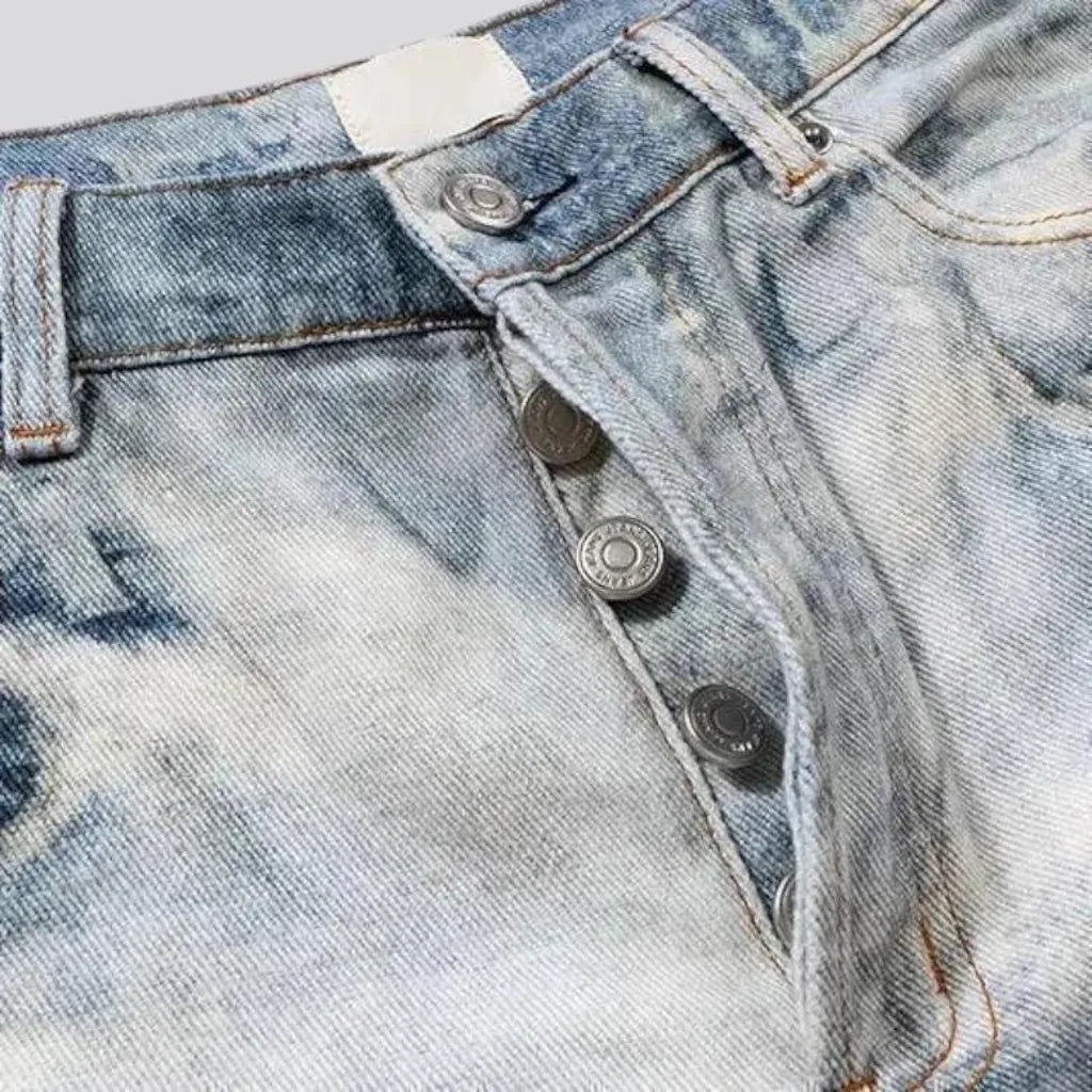 Boho style faded jeans for men