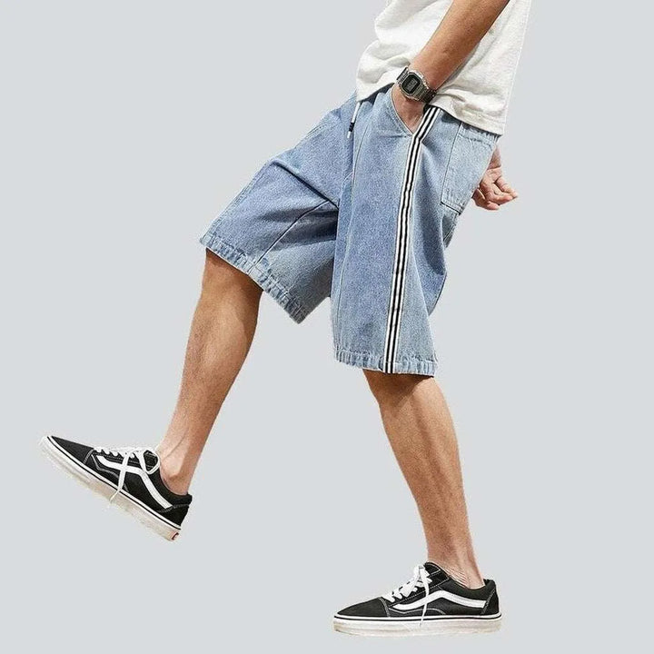 Loose denim shorts with bands