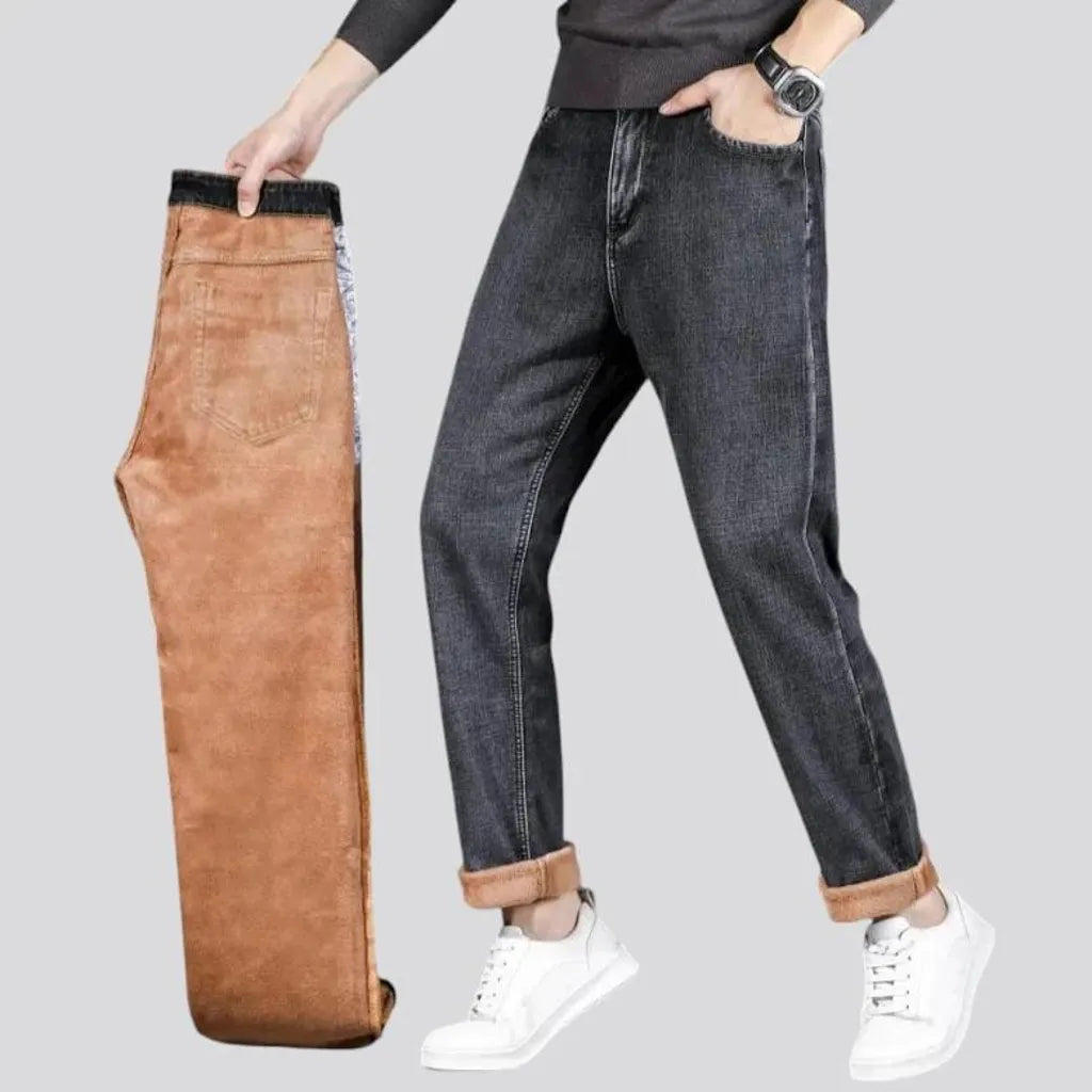 Straight-fit washed men's jeans