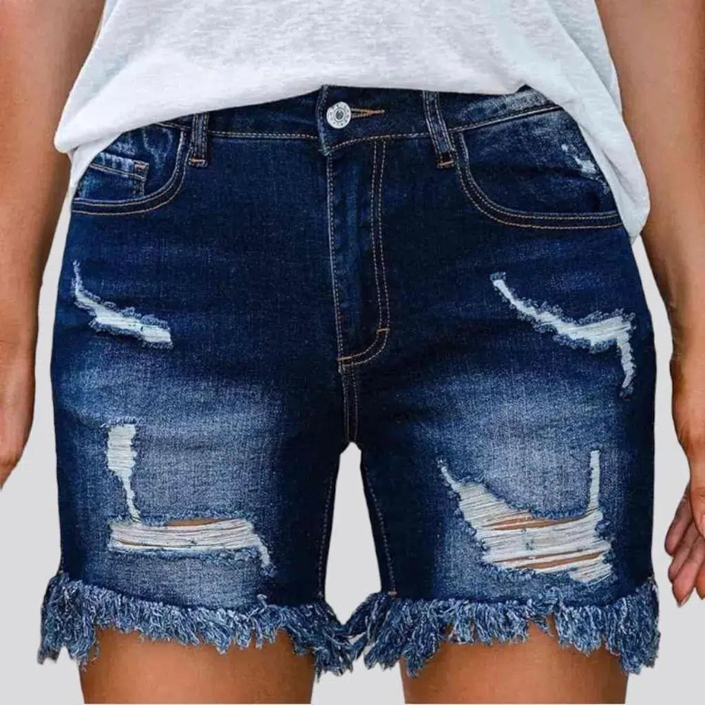 Distressed women's jean shorts