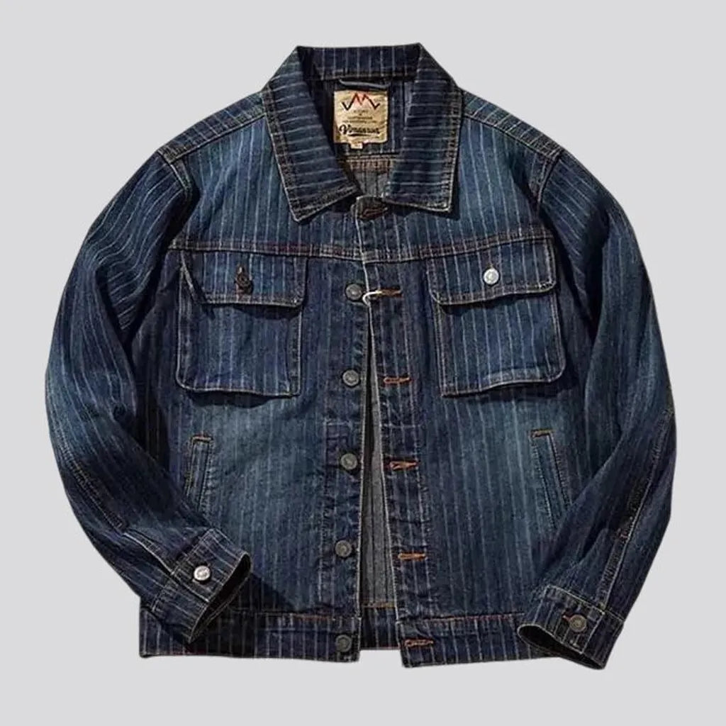 Boho style labor men's denim jacket